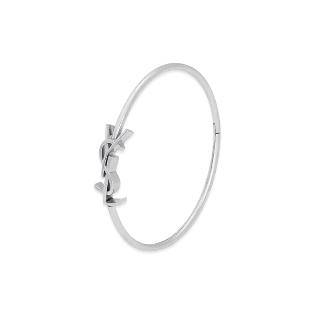 Saint Laurent Cassandra Hinged Bangle 18K "Grey Gold"