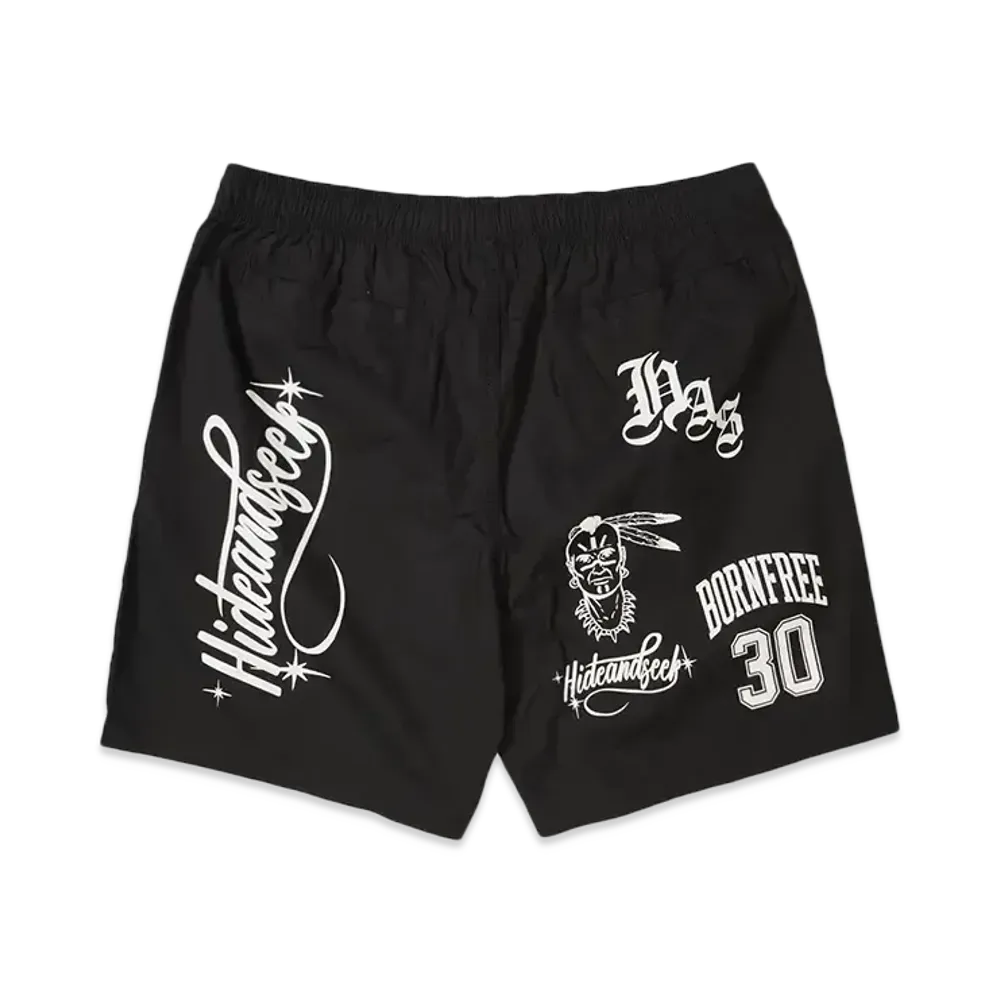 Hide and Seek Cursive Logo Beach Short "BLACK"