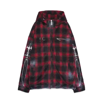 THUG CLUB Arab Sword Flannel Zip-up "RED"
