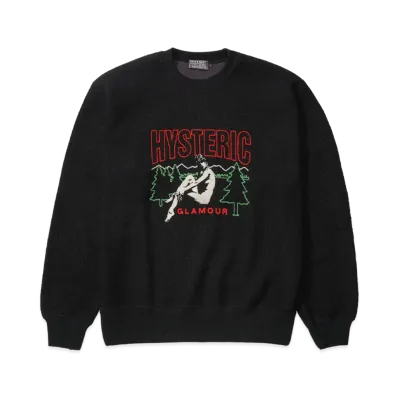 HYSTERIC GLAMOUR Chillin' Weekend Embroidered Sweatshirt "Black"