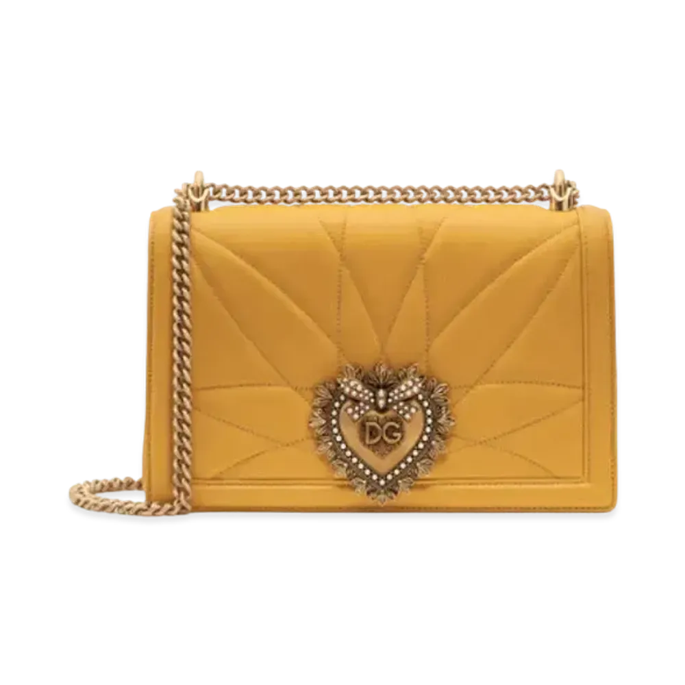 Dolce&Gabbana Devotion Bag Big Size Matrasse Nappa Leather "Mustard"