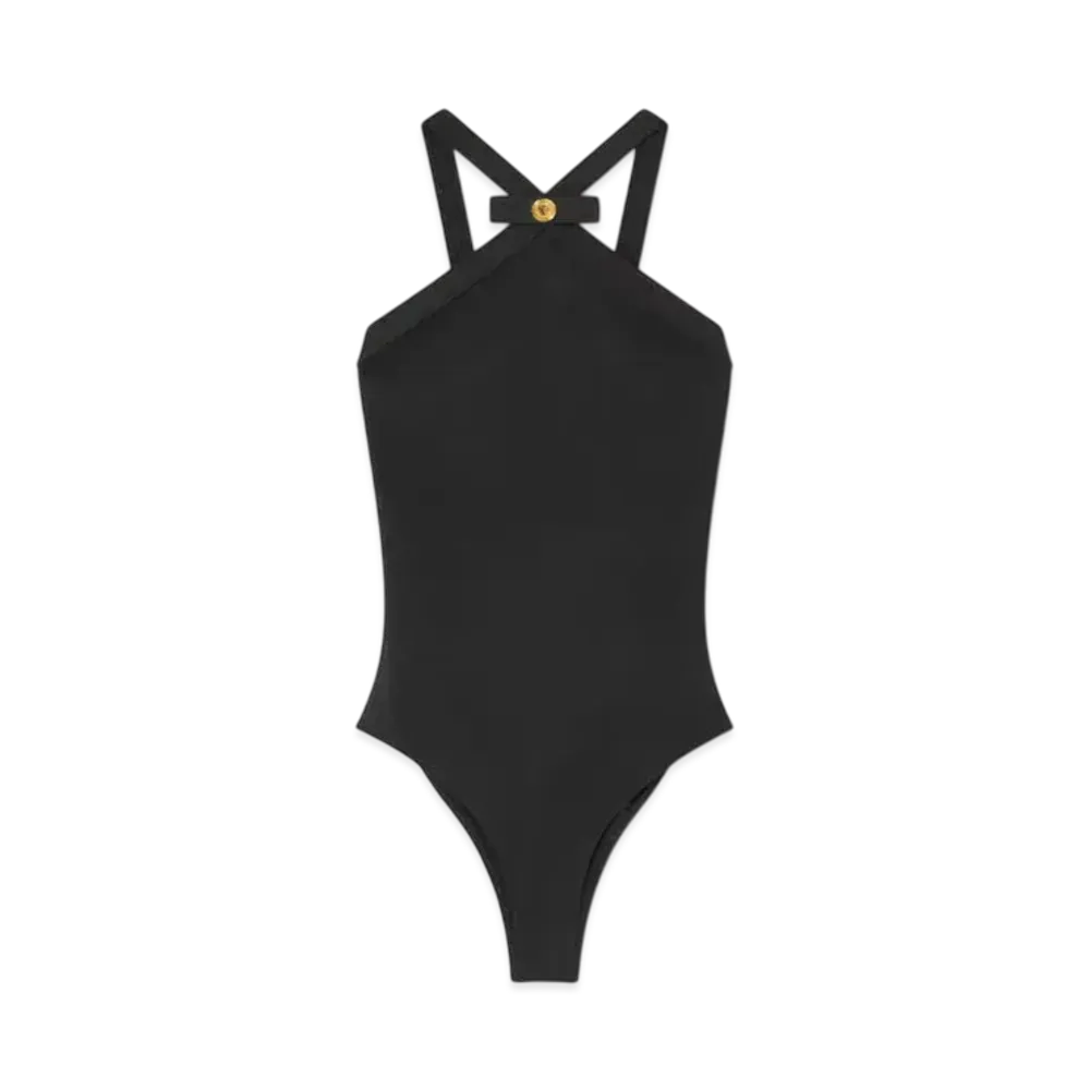 Versace Gianni Ribbon One-Piece Swimsuit "Black"
