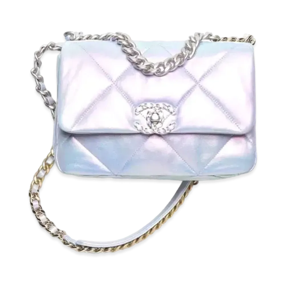 CHANEL 19 Hand Bag Ilidistent Calfskin "Light Purple/Blue"