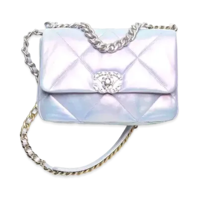 CHANEL 19 Hand Bag Ilidistent Calfskin "Light Purple/Blue"