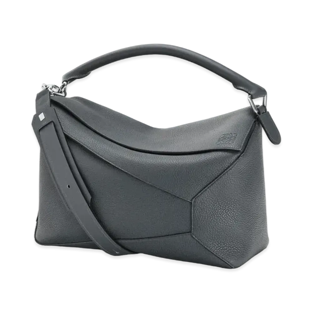 LOEWE Large Puzzle Edge Bag In Grained Calfskin "Anthracite"