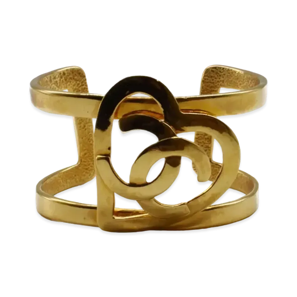 CHANEL Heart Cutout Coco Mark Bangle "Gold"