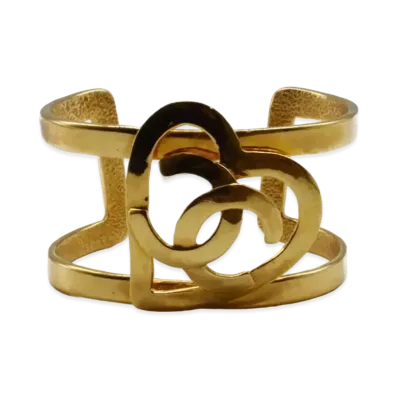 CHANEL Heart Cutout Coco Mark Bangle "Gold"