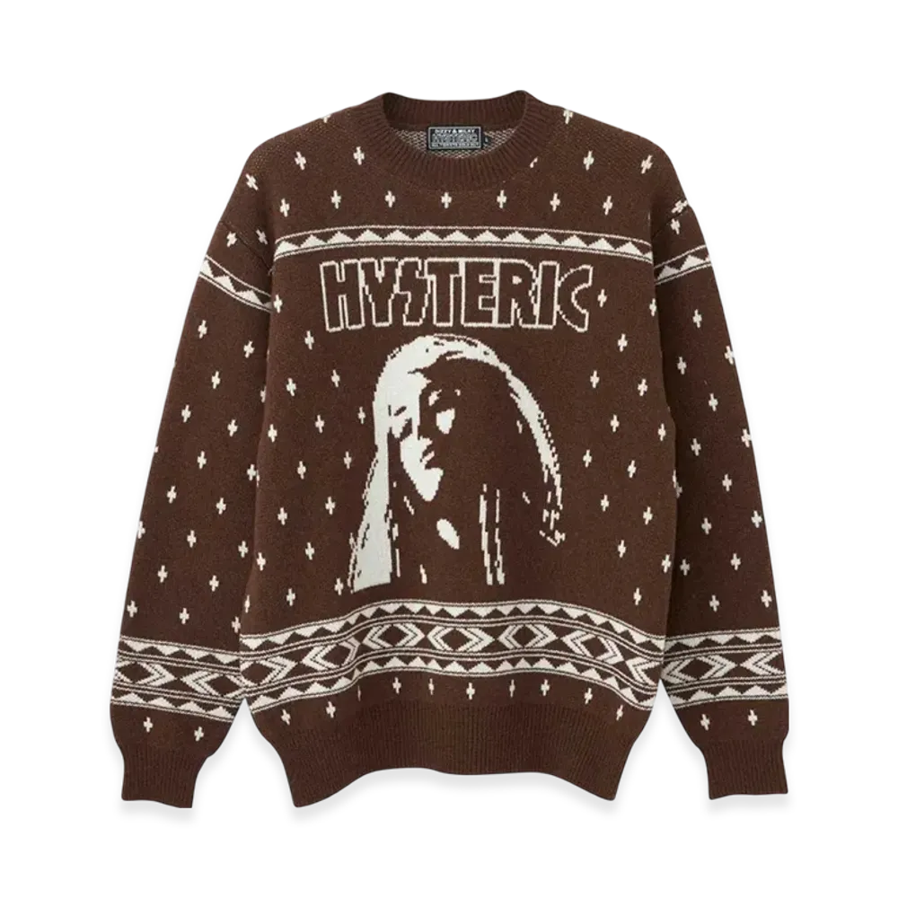 HYSTERIC GLAMOUR HYS Nordic Jacquard Sweater "Brown"