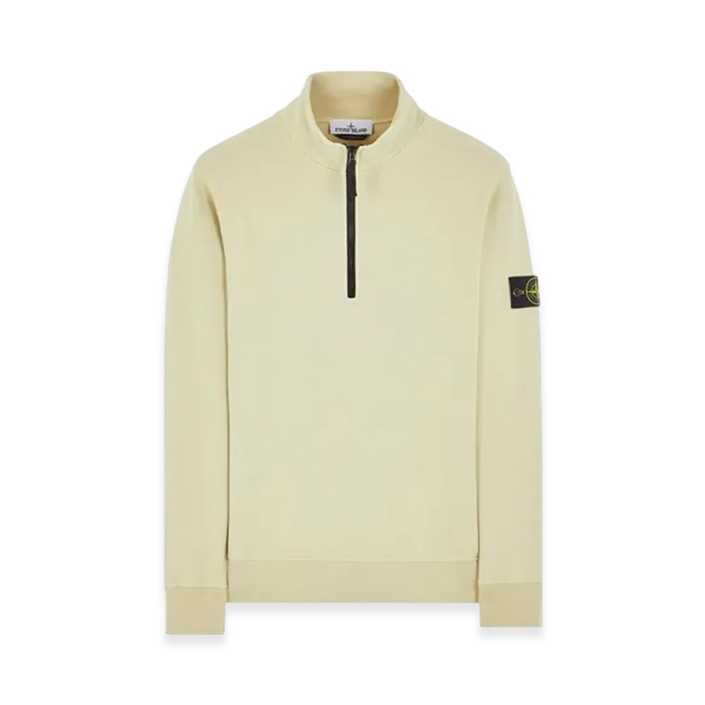 Stone Island 61951 Cotton Fleece Garment Dyed Half Zip Sweatshirt - 24SS "Ecru"