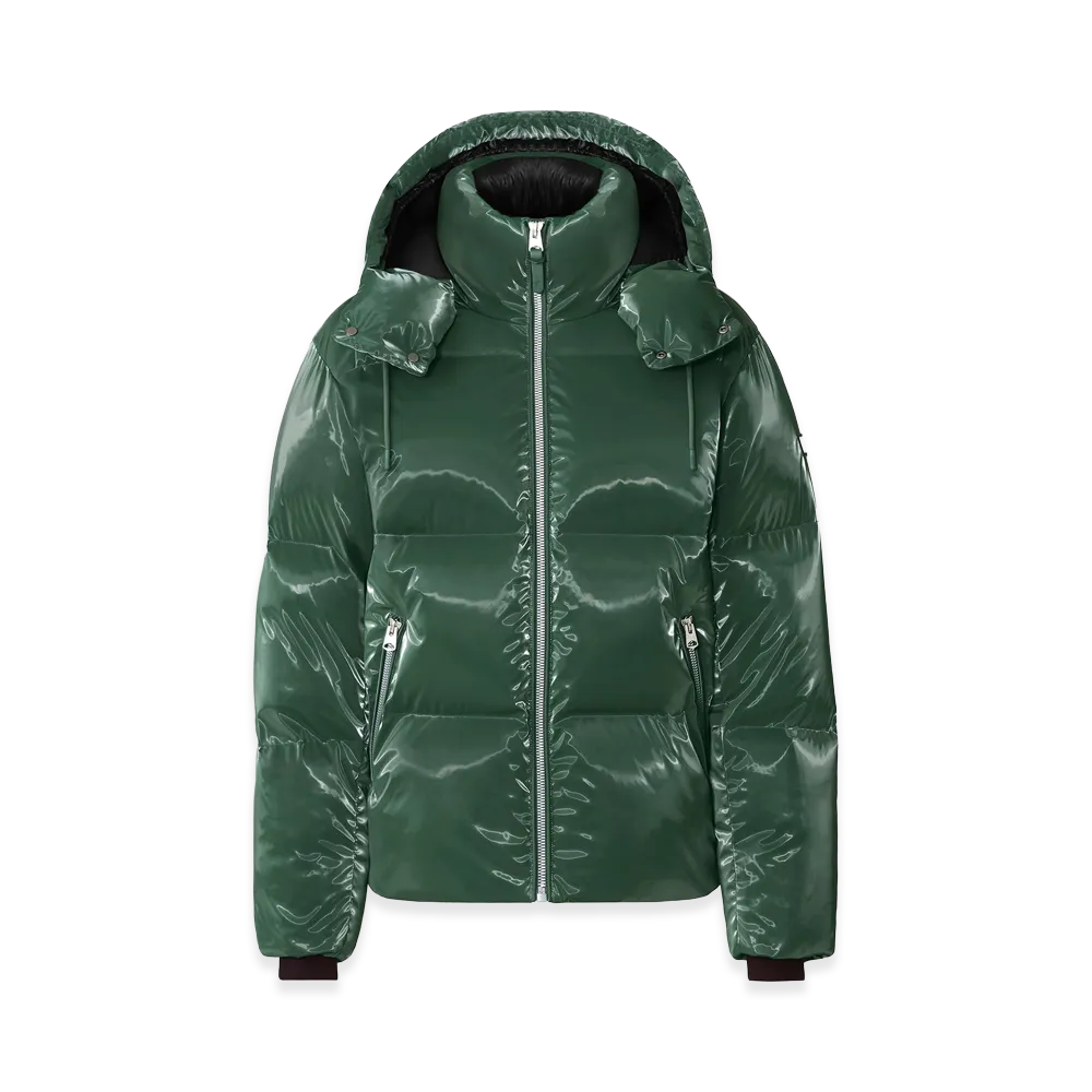 MACKAGE Kent-Glo High-Gloss Removable Hooded Down Jacket "Evergreen"