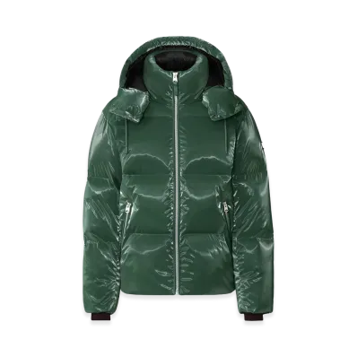 MACKAGE Kent-Glo High-Gloss Removable Hooded Down Jacket "Evergreen"