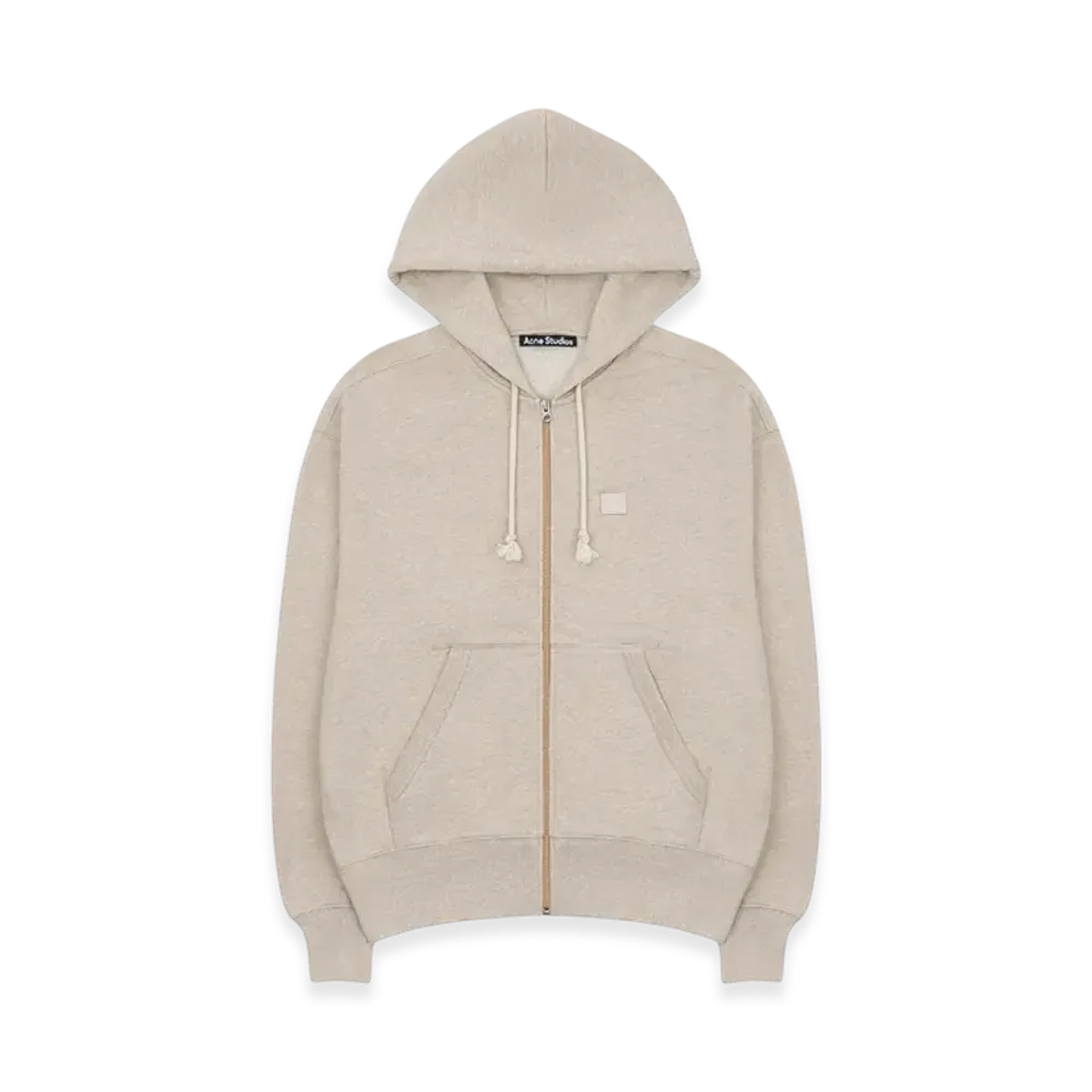 Acne Studios Face Zip Up Hooded Sweatshirt "Oatmeal Melange"