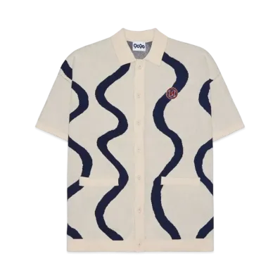 9090 Wave Line Half Cardigan "Ivory"