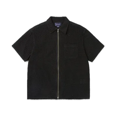 thisisneverthat Damaged Denim Zip S/S Shirt "Black"