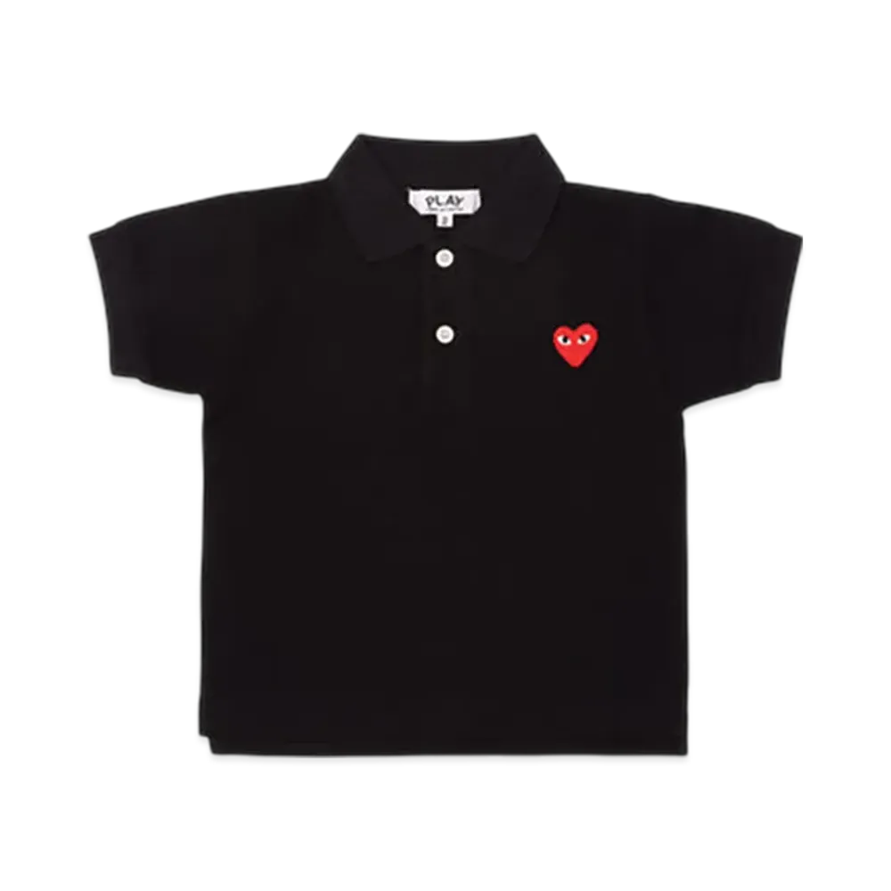 PLAY COMME des GARCONS Kids Polo Shirt With Red Emblem "Black"