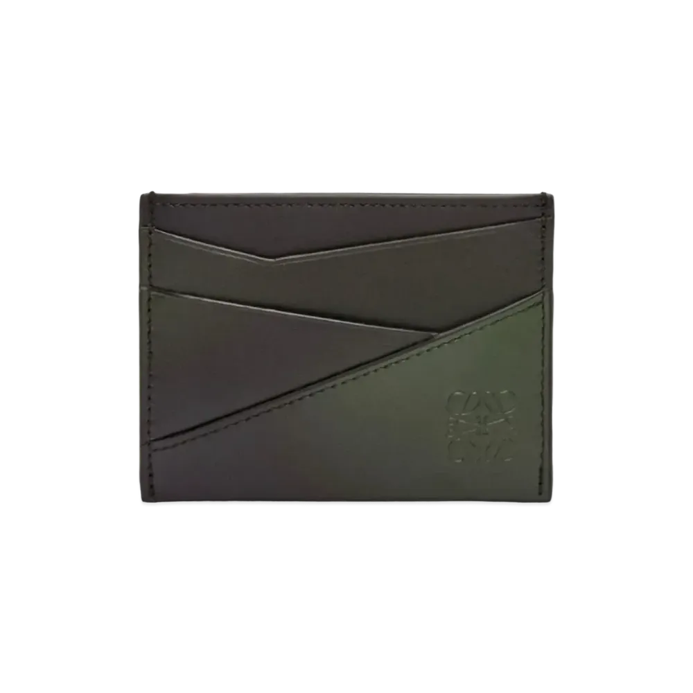 LOEWE Puzzle Plain Card Holder Silk Calf "Bottle Green"