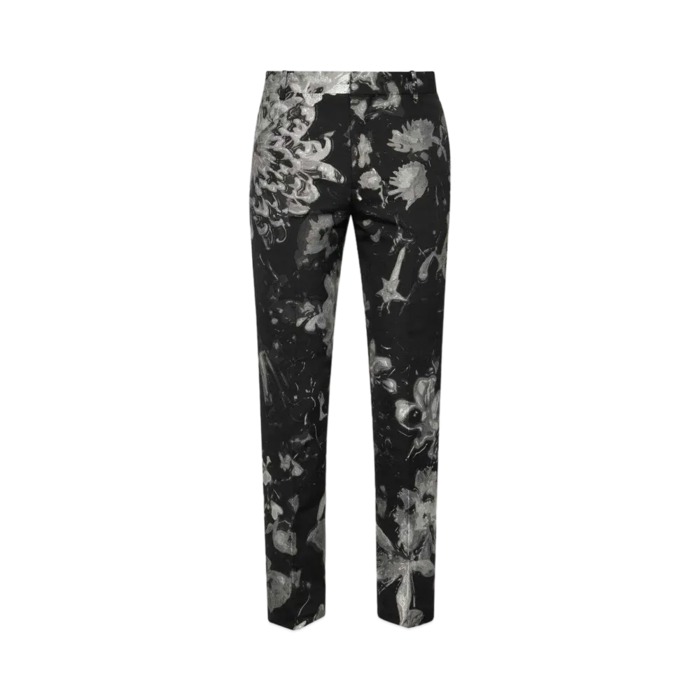Alexander McQUEEN Wax Flower Cigarette Pants "Black/Silver"