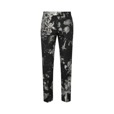 Alexander McQUEEN Wax Flower Cigarette Pants "Black/Silver"