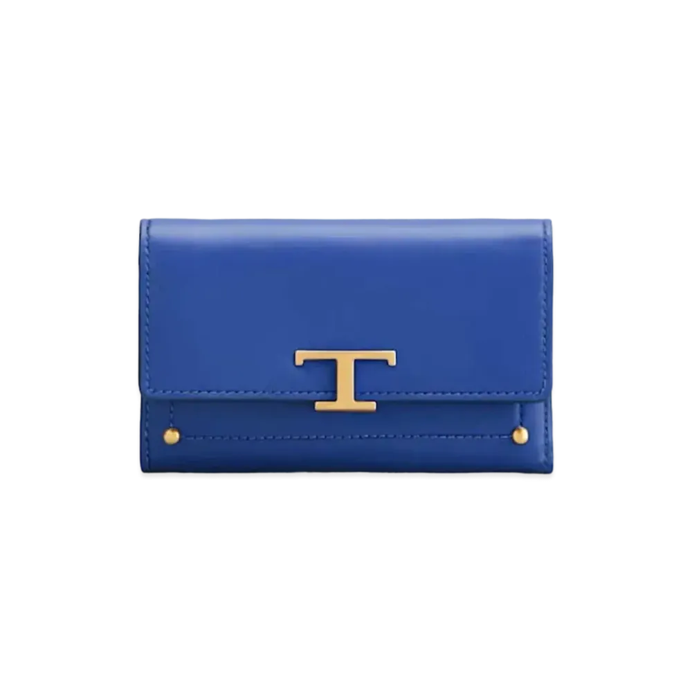 TOD'S T Timeles Leather Wallet "Blue"