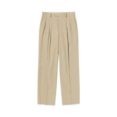 AURALEE LIGHT WOOL MAX GABARDINE TWO TUCK SLACKS "Light Beige"