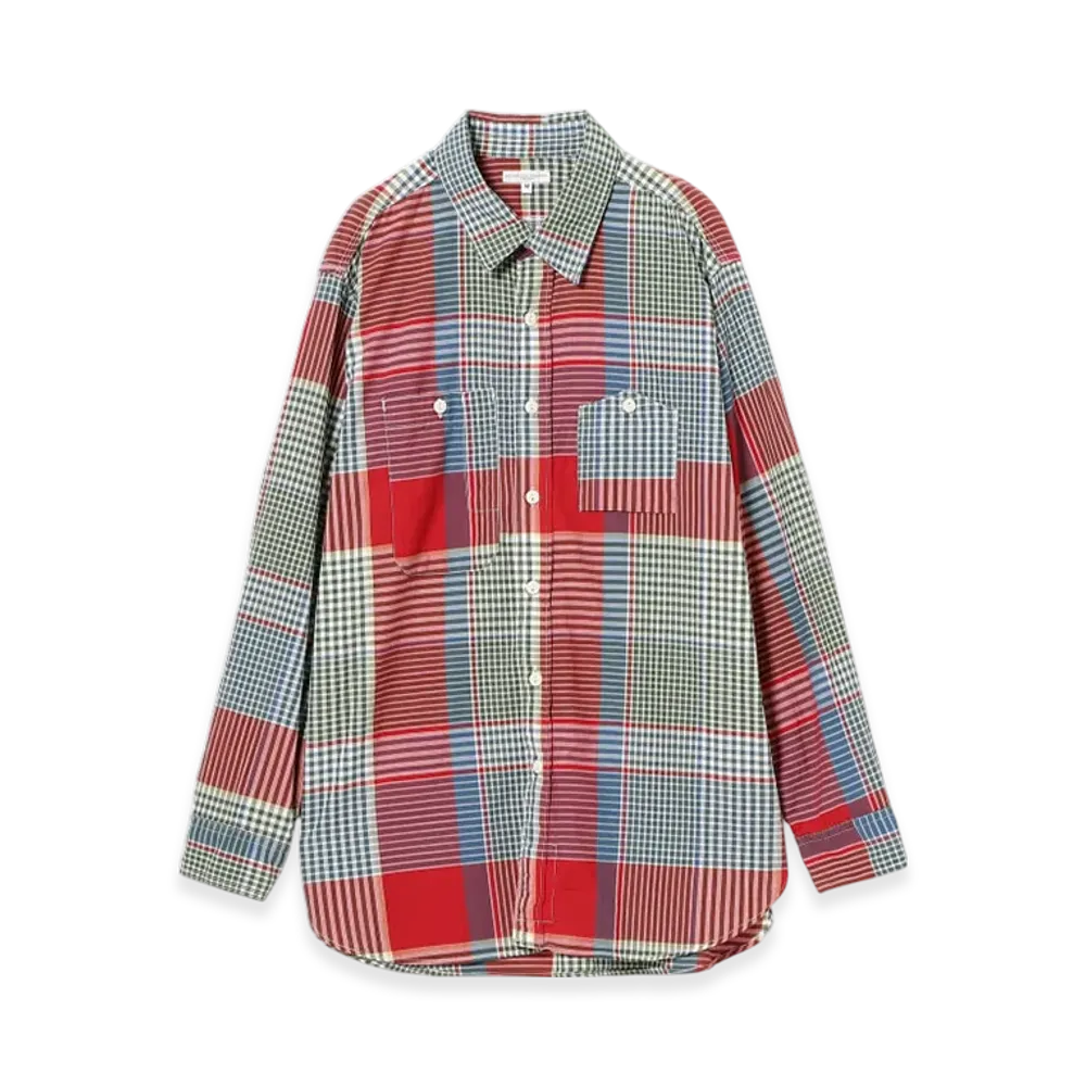 ENGINEERED GARMENTS Work Shirt - Big Madras Plaid "Red/Green"