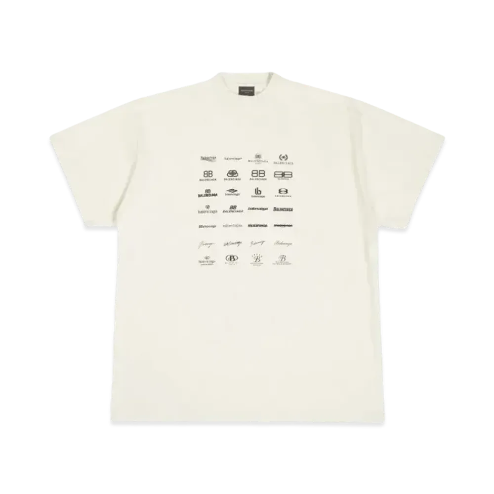 BALENCIAGA Archives Logos T-shirt Oversized "Light Beige"