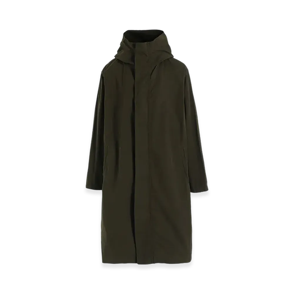 Y's Cotton Twill Garment Dye Hoodie Coat "Khaki"