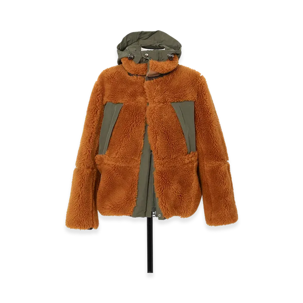 sacai Faux Shearling Blouson "Orange/Khaki"