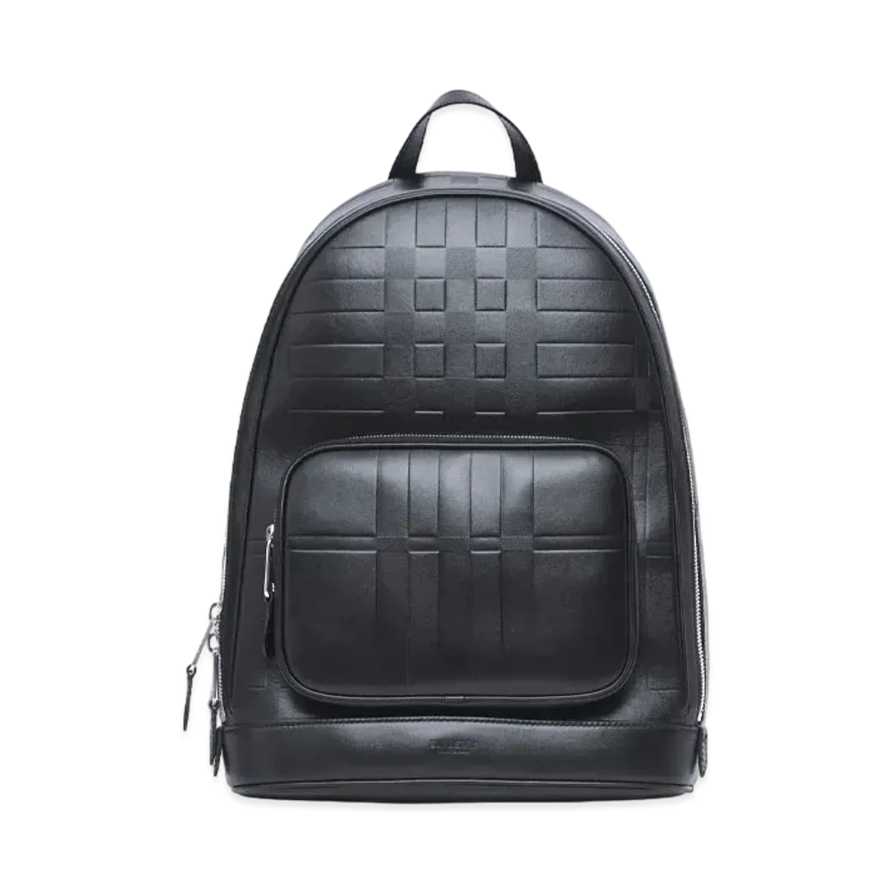 Burberry Emboss Check Leather Backpack "Black"