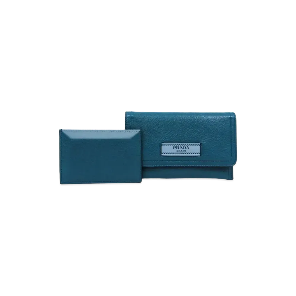 PRADA Leather Card Case "Blue"