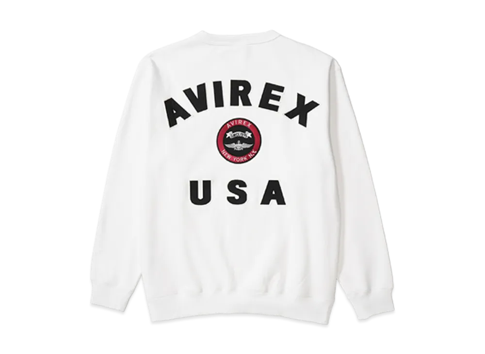 AVIREX Varsity Logo Crew Neck Sweat "White"