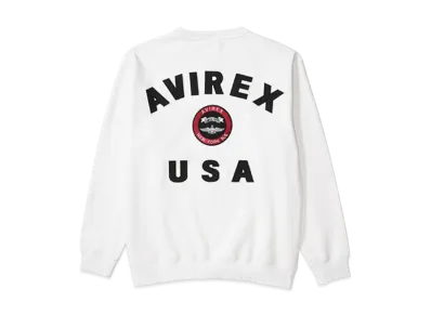 AVIREX Varsity Logo Crew Neck Sweat "White"