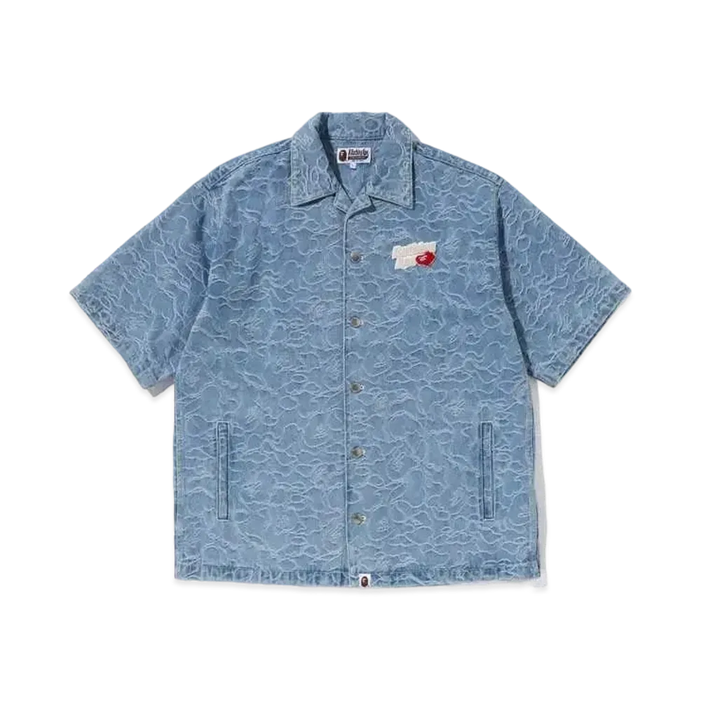 A BATHING APE Line Camo Denim S/S Shirt "Lightindi"