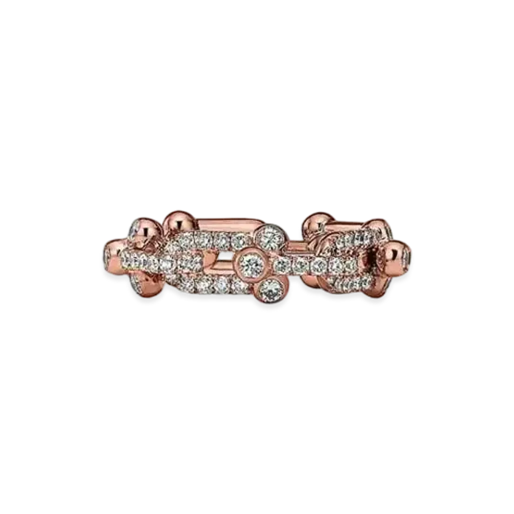 Tiffany & Co. Tiffany HardWear Small Link Ring with Pave Diamonds 18K "Rose Gold"