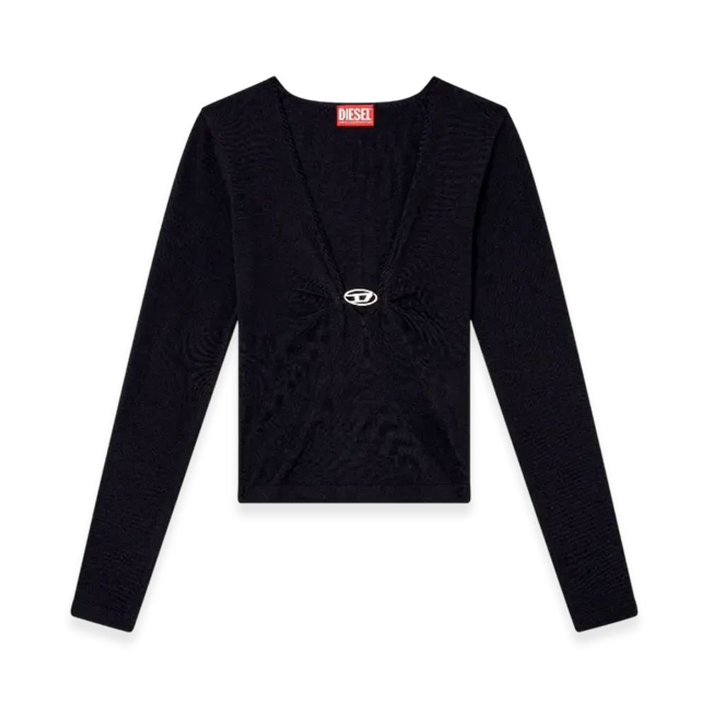 Diesel M-Piaffy Gathered V-Neck Jumper In Wool "Dark Blue"