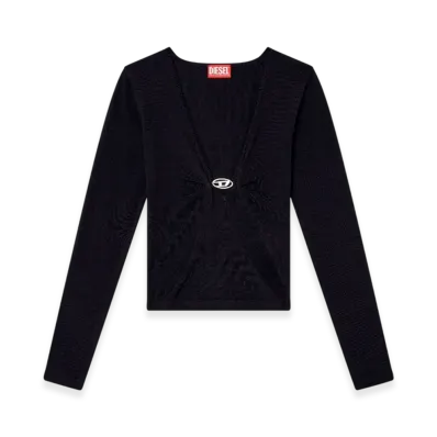 Diesel M-Piaffy Gathered V-Neck Jumper In Wool "Dark Blue"