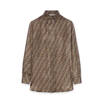 FENDI Women's FF Silk Shirt "Brown"
