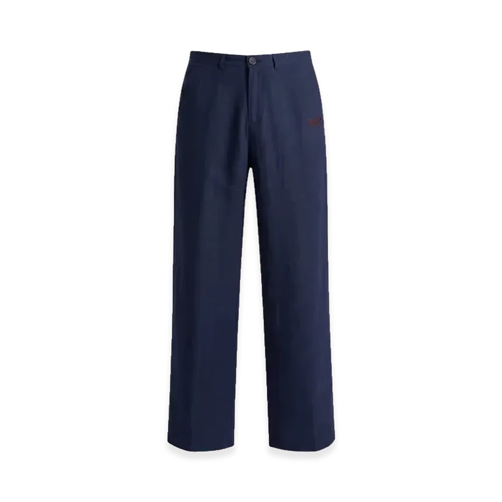 FEELS. Linen Straight Slacks "Navy"
