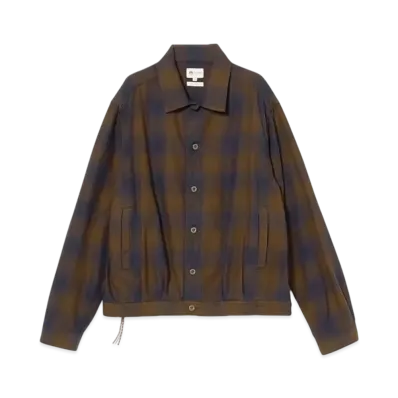 BEAMS Indigo Ombre Check Blouson "Brown"