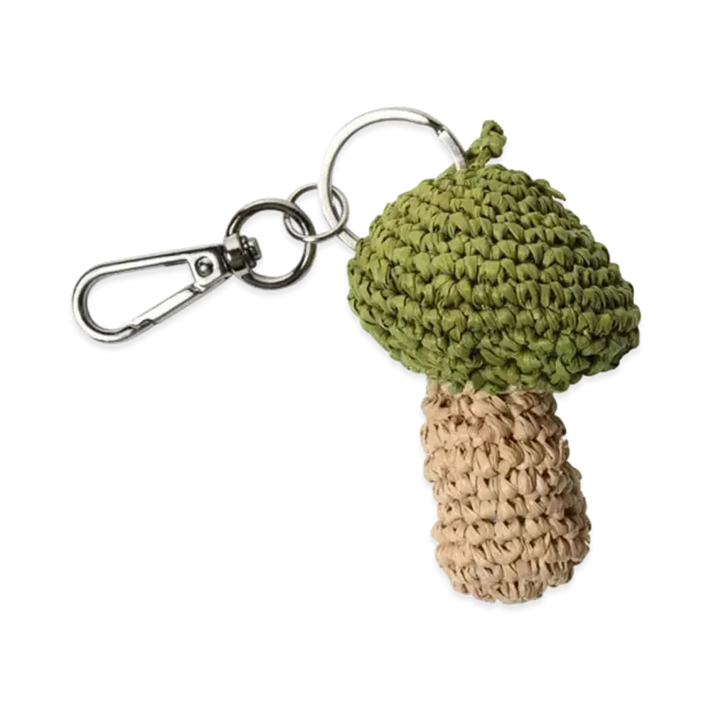 Stussy Mushroom Raffia Keychain "Green"