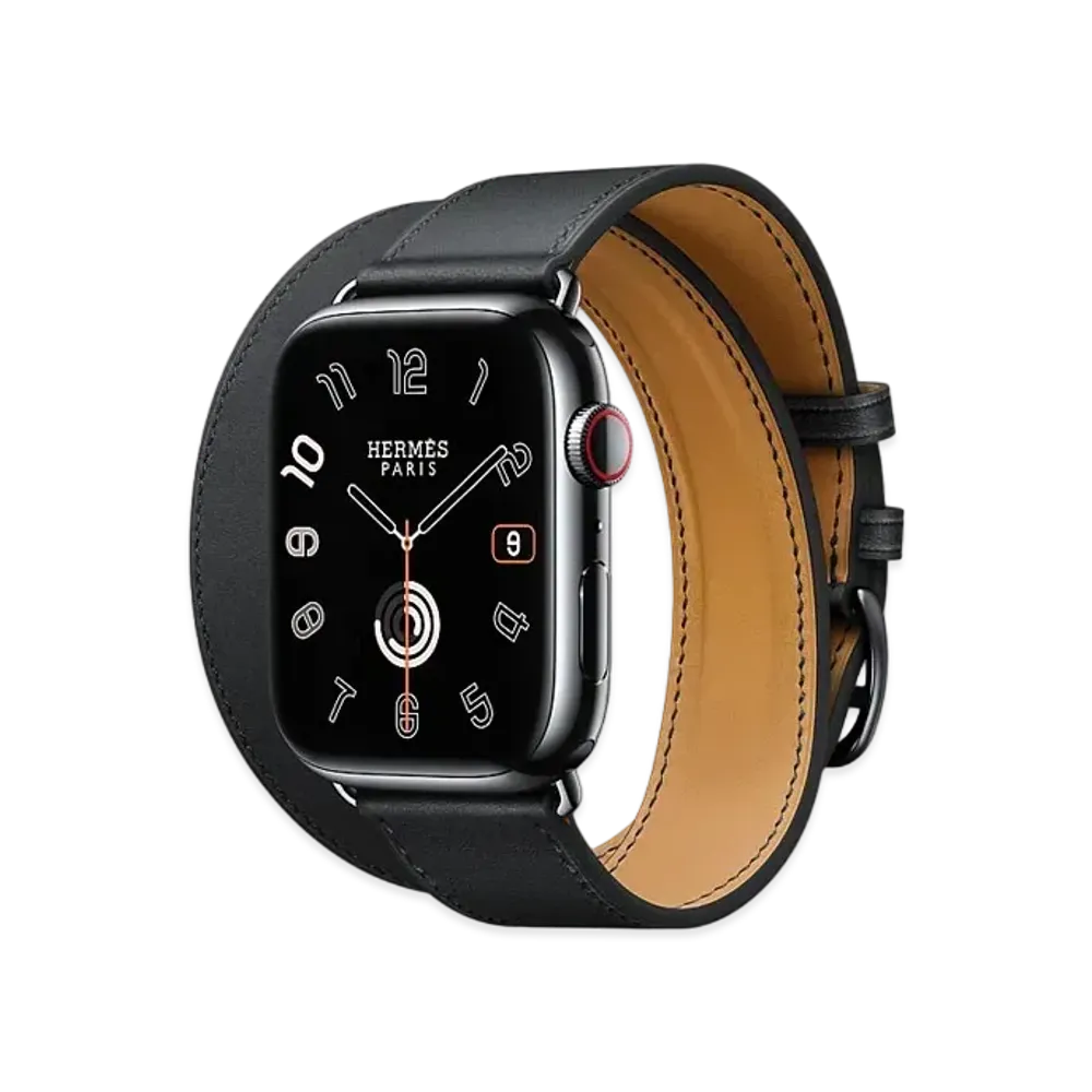 Apple Watch x Hermes Series 9 (GPS + Cellular Model) Space Black 45mm and Double Tour "Black"
