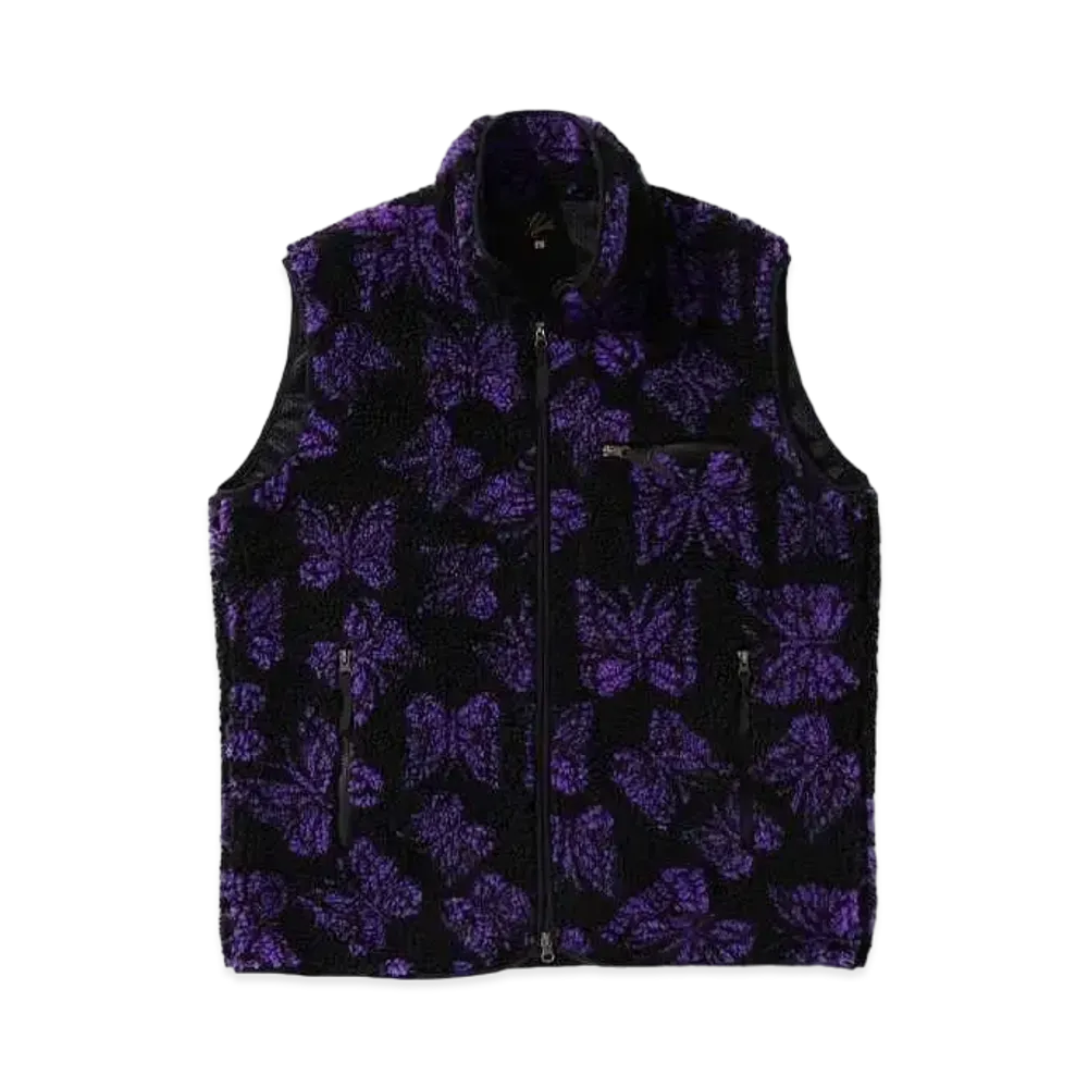 Needles x Beams Boa Fleece Vest "Black/Purple"