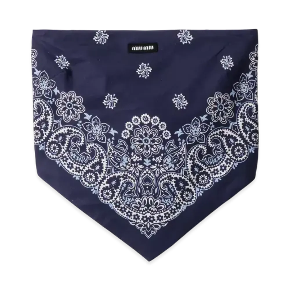MIUMIU Women's Printed Poplin Bandana Top "Blue/White"