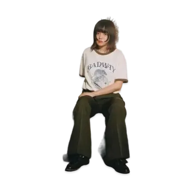 BADWAY Mirror Ball Raglan TEE "Off Brown ringer"