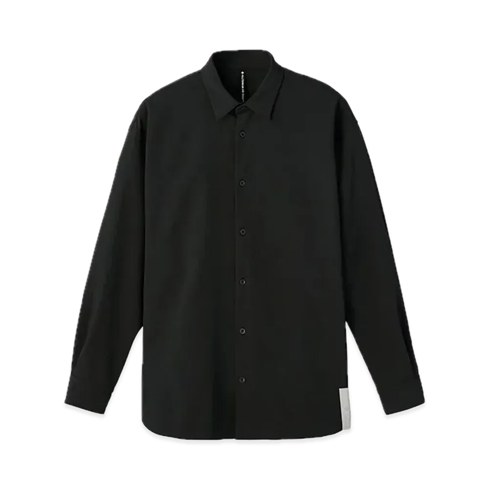 DESCENTE ALLTERRAIN Storm Fleece Long Sleeve Regular Collar Shirt "Smoke Black"