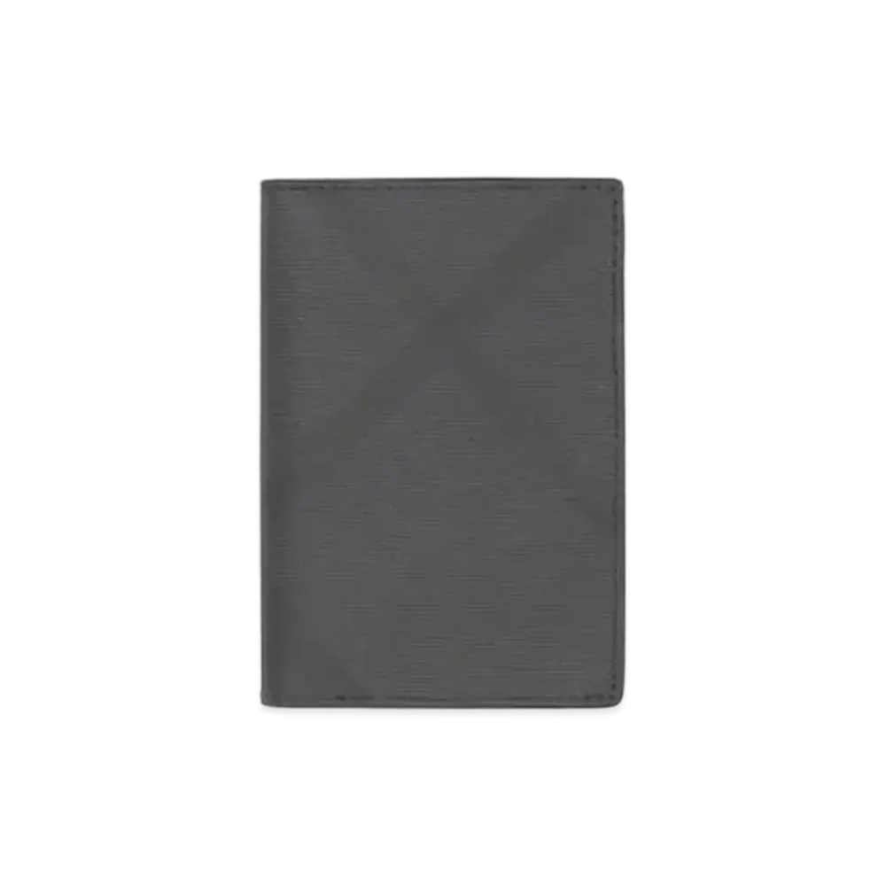 Burberry London Check & Leather Folding Card Case "Dark Charcoal"