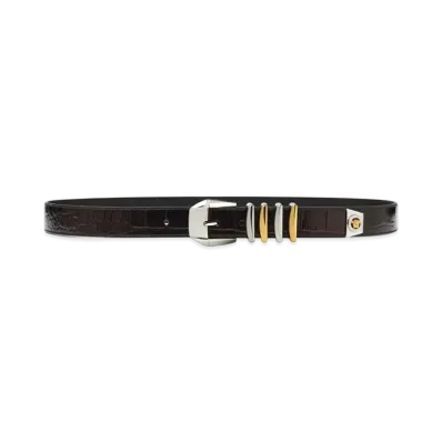Versace Croc-Effect Medusa Heritage Belt "Black"