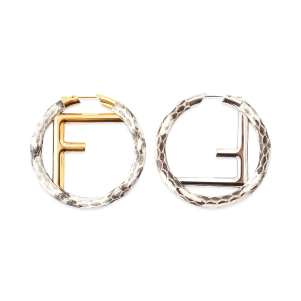 FENDI Python Hoop Earrings "Silver/Gold"