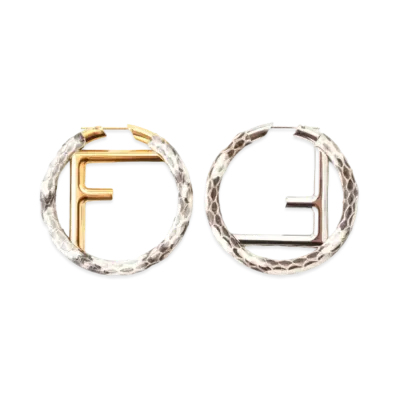 FENDI Python Hoop Earrings "Silver/Gold"
