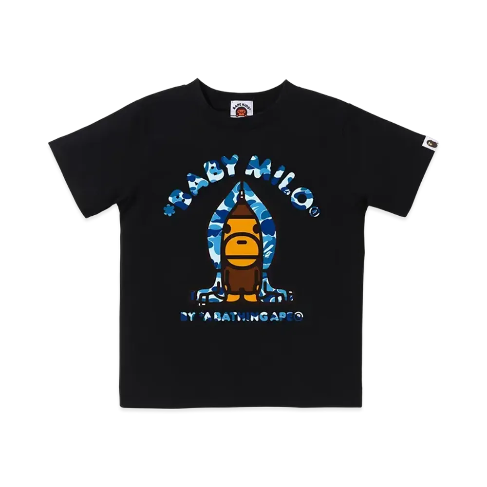A BATHING APE ABC Camo Milo Hoodie Tee Kids "Black/Blue"